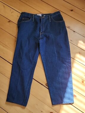 Vintage Men's Straight Fit Jeans in Deep Blue 34x27